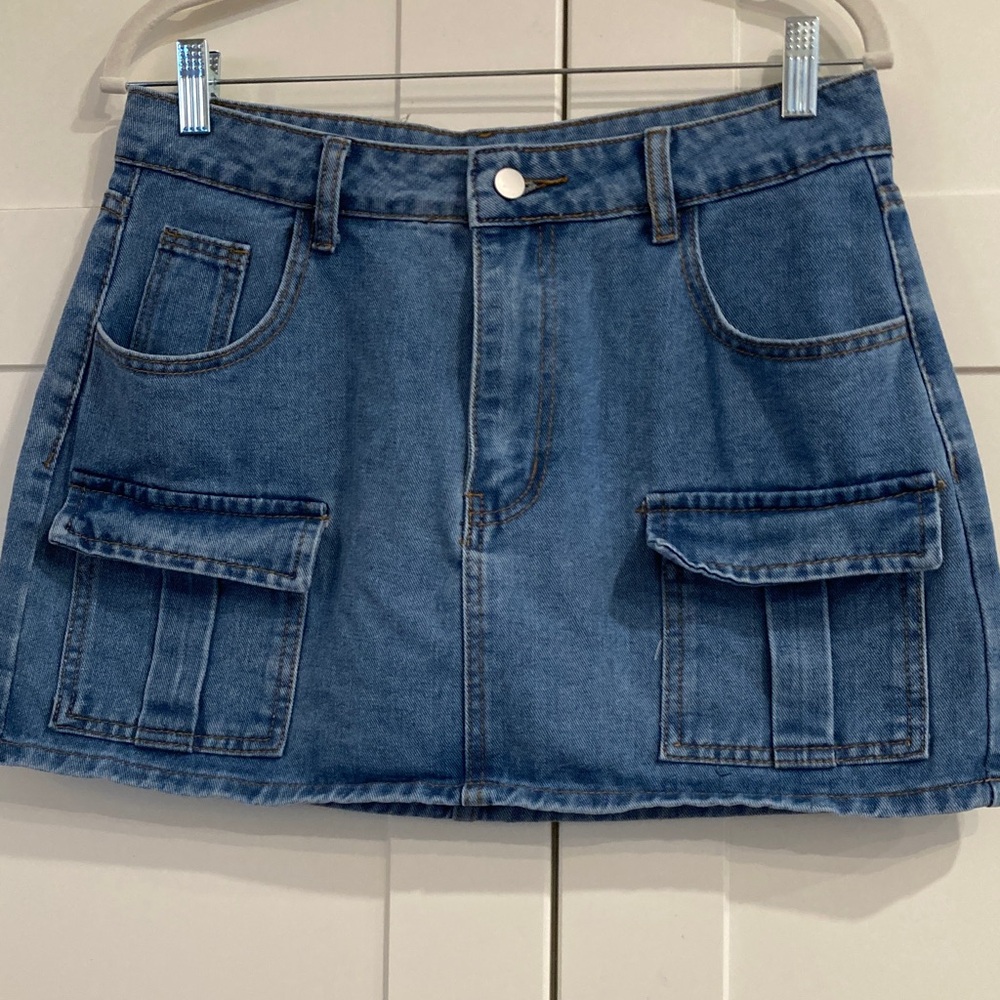 SHEIN Blue Denim Mini Skirt size 8